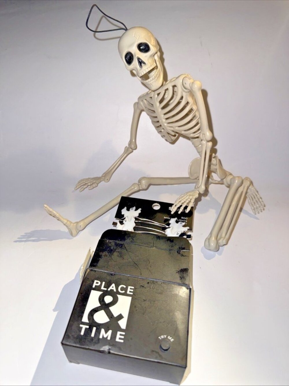 Lot of 2 Halloween Decor Hanging Skeleton & Ghosts Boo Mini LED String Lights